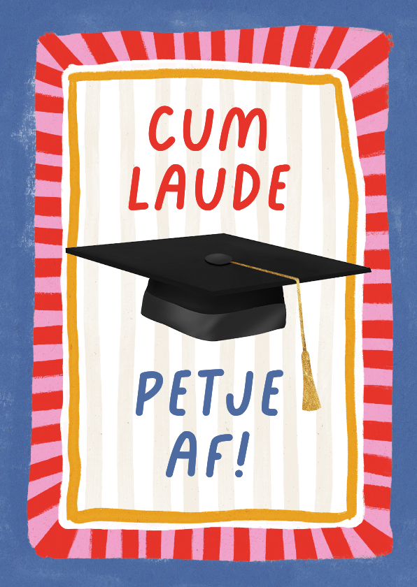 Geslaagd kaarten - Geslaagd kaart gefeliciteerd petje af 'Cum Laude' diploma