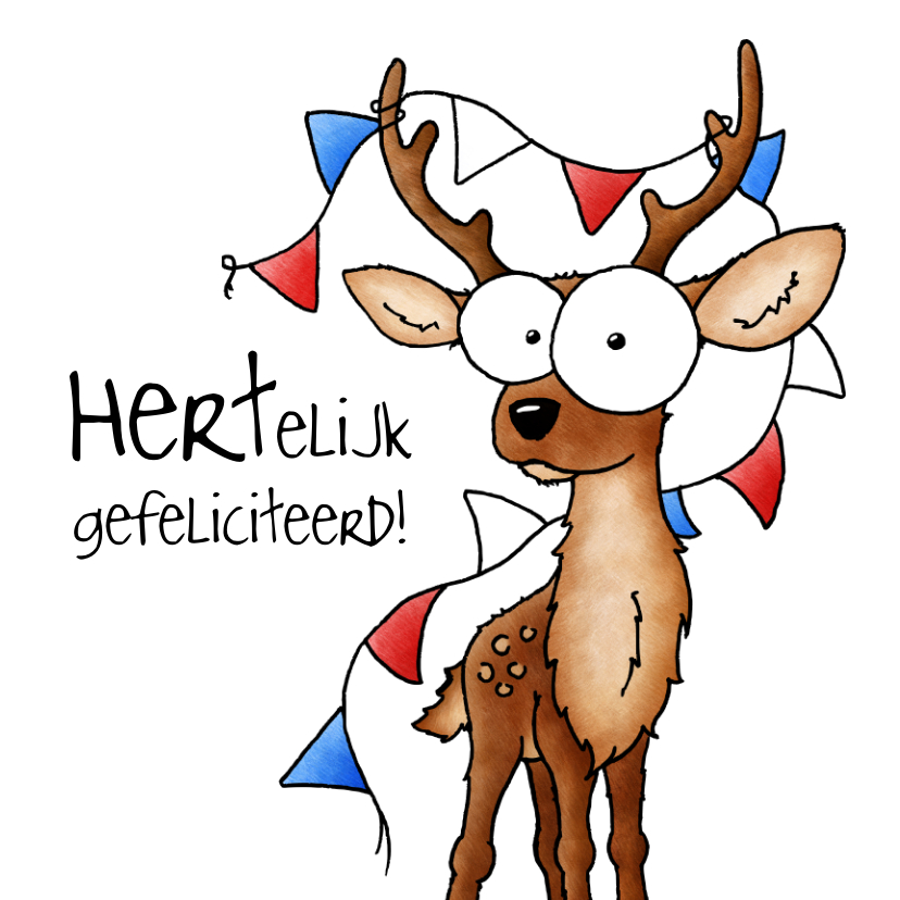 Geslaagd kaarten - Geslaagd kaart hert hertelijk gefeliciteerd