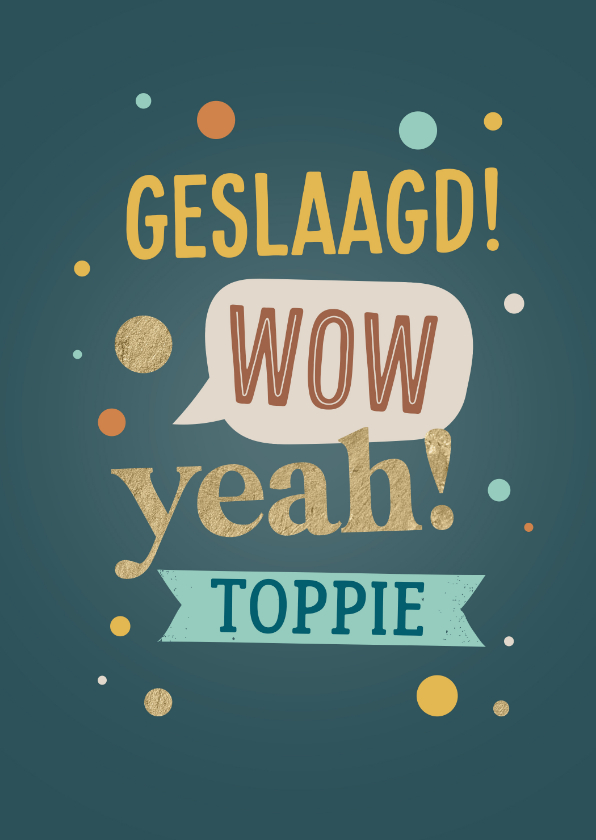 Geslaagd kaarten - Geslaagd kaart met typografische tekst