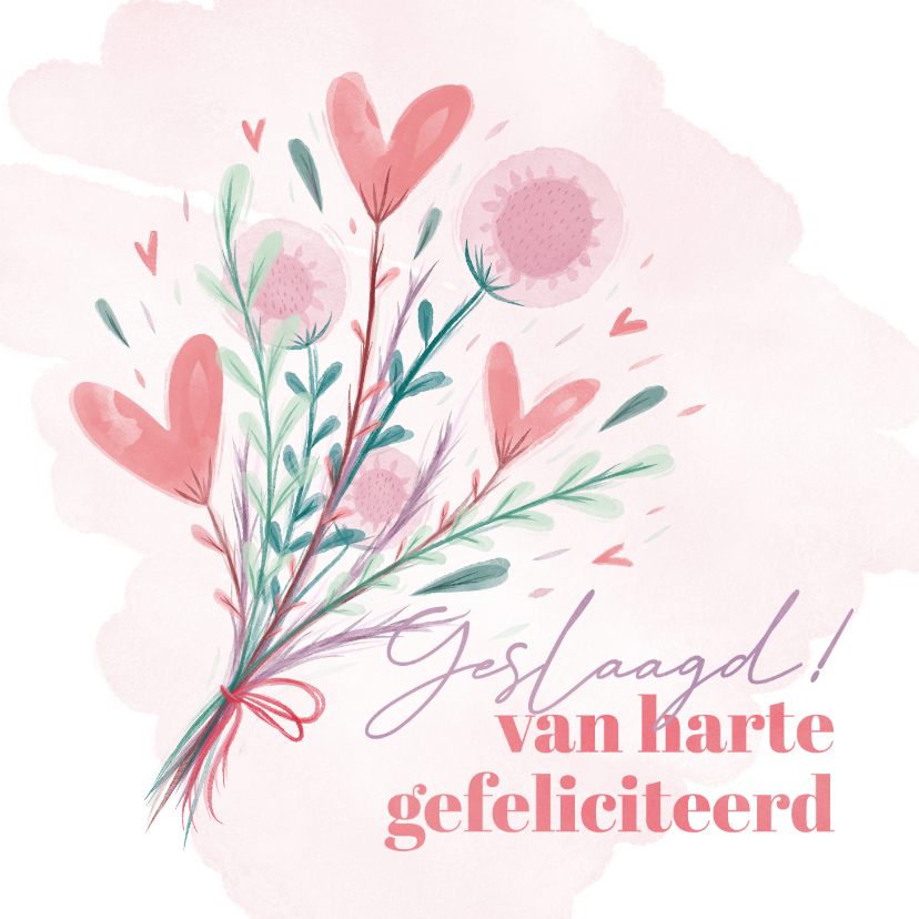 Geslaagd kaarten - Geslaagd kaart met waterverf bloemen