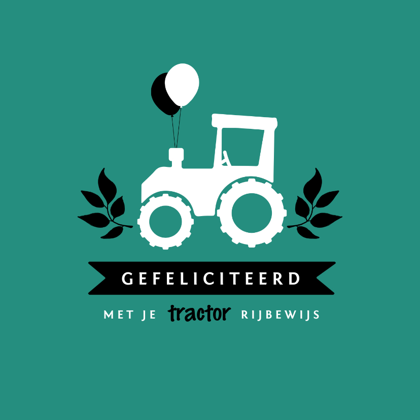 Geslaagd kaarten - Geslaagd kaart rijbewijs tractor ballonnen hip