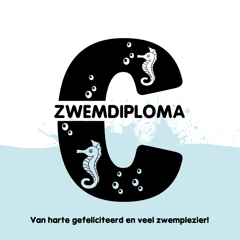 Geslaagd kaart zwemdiploma C opspattend water - Geslaagd kaarten Geslaagd kaarten - Geslaagd kaart zwemdiploma C opspattend water