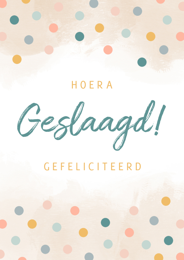 Geslaagd kaarten - Geslaagd kaartje met confetti