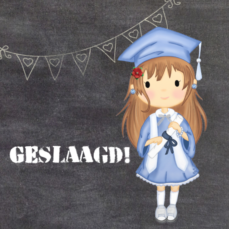 Geslaagd Krijtbord Meisje1 - TbJ - Geslaagd kaarten Geslaagd kaarten - Geslaagd Krijtbord Meisje1 - TbJ