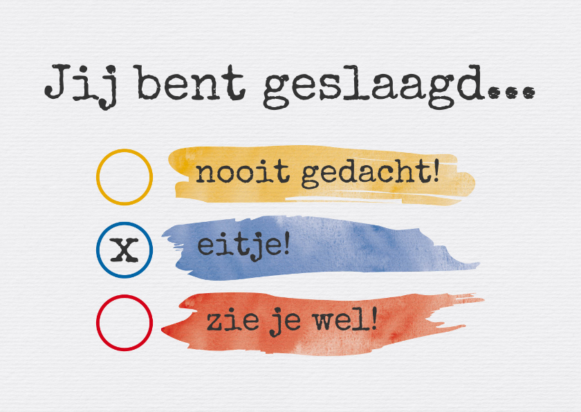 Geslaagd kaarten - Geslaagd meerkeuze