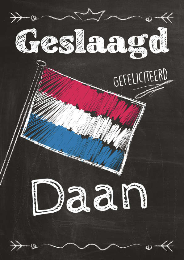 Geslaagd kaarten - Geslaagd op schoolbord naam