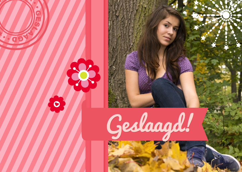 Geslaagd roze met foto - Geslaagd kaarten Geslaagd kaarten - Geslaagd roze met foto