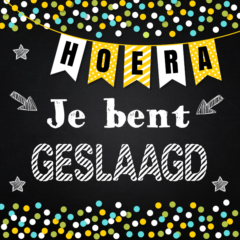 Geslaagd school krijtbord slinger confetti - Geslaagd kaarten Geslaagd kaarten - Geslaagd school krijtbord slinger confetti
