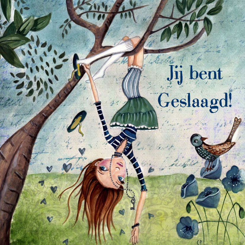 Geslaagd kaarten - Geslaagd School meisje Cartita Design