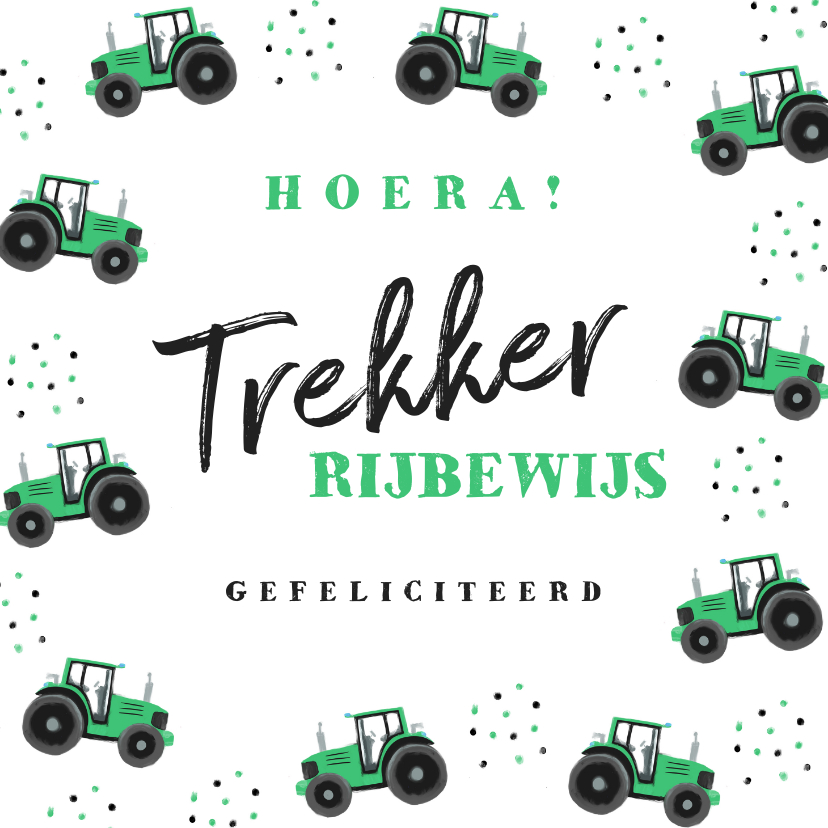 Geslaagd tractor rijbewijs hip confetti foto groen - Geslaagd kaarten Geslaagd kaarten - Geslaagd tractor rijbewijs hip confetti foto groen