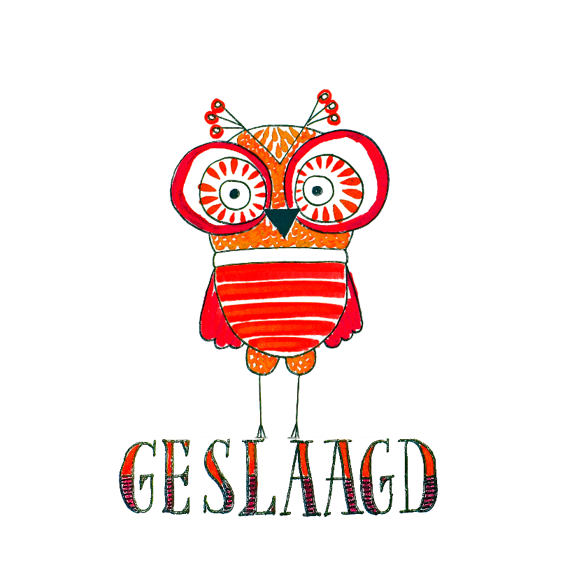 Geslaagd uiltje rood - Geslaagd kaarten Geslaagd kaarten - Geslaagd uiltje rood