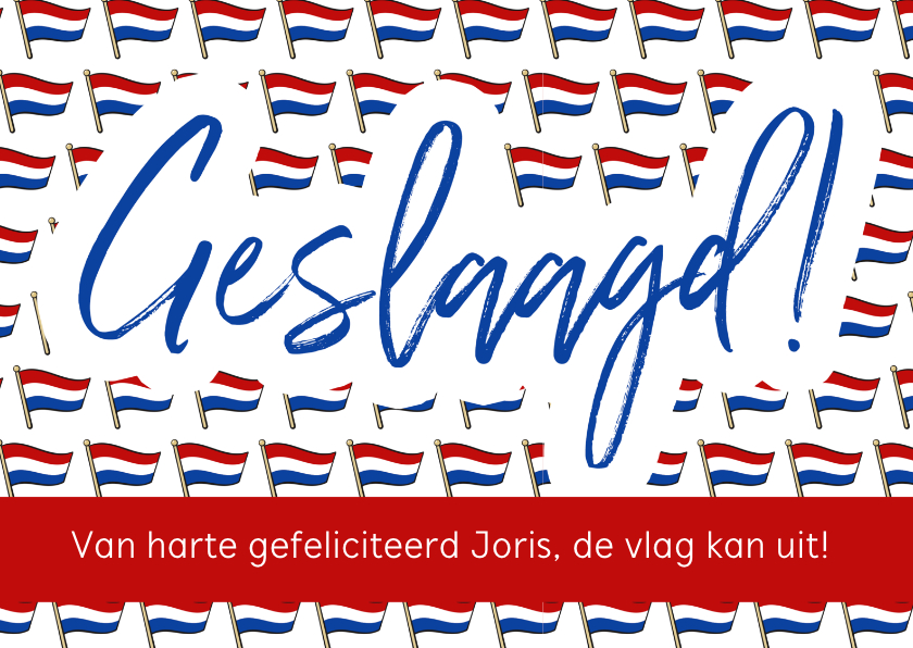 Geslaagd kaarten - Geslaagd - vlag met ruimte voor naam 