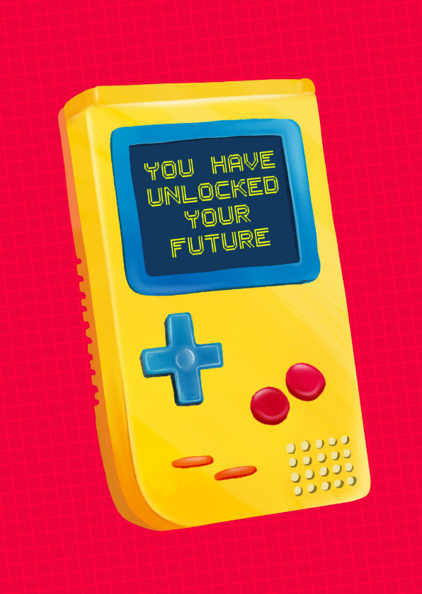 Geslaagdkaart met gameboy - Geslaagd kaarten Geslaagd kaarten - Geslaagdkaart met gameboy