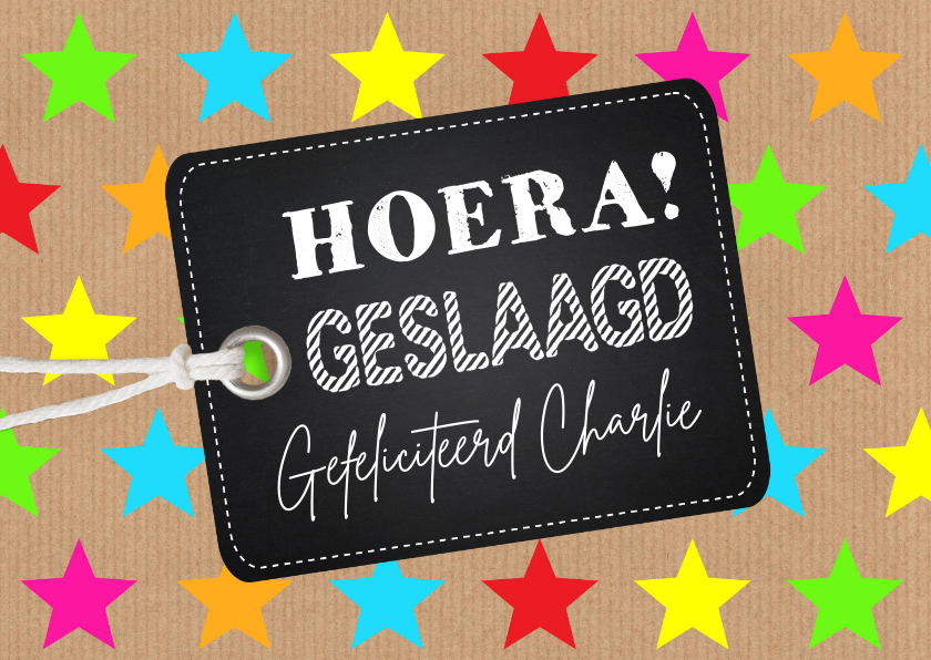 Geslaagd kaarten - Geslaagdkaart sterren label en kraftprint