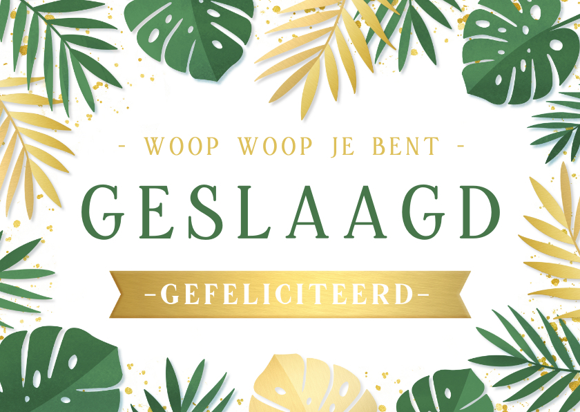 Geslaagd kaarten - Hippe zomerse tropische botanische felicitatiekaart geslaagd