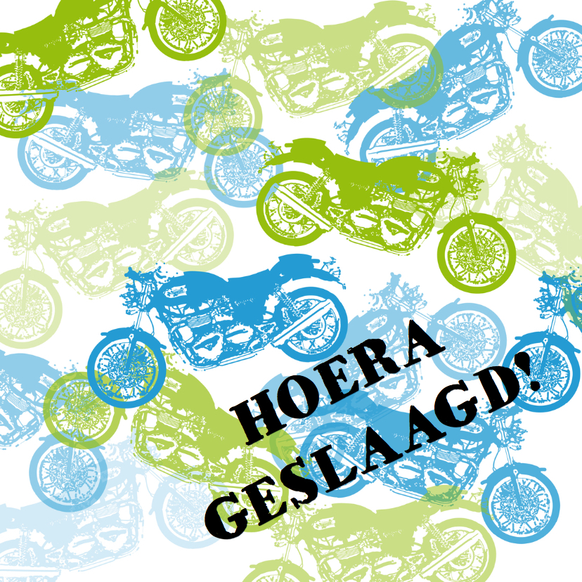 Geslaagd kaarten - Hoera Geslaagd Motor