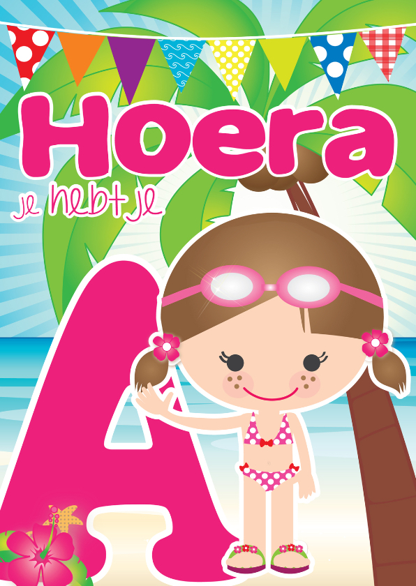 Hoera je hebt je A diploma meisje - Geslaagd kaarten Geslaagd kaarten - Hoera je hebt je A diploma meisje