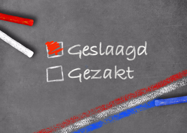 Geslaagd kaarten - Krijtbord Geslaagd - BK
