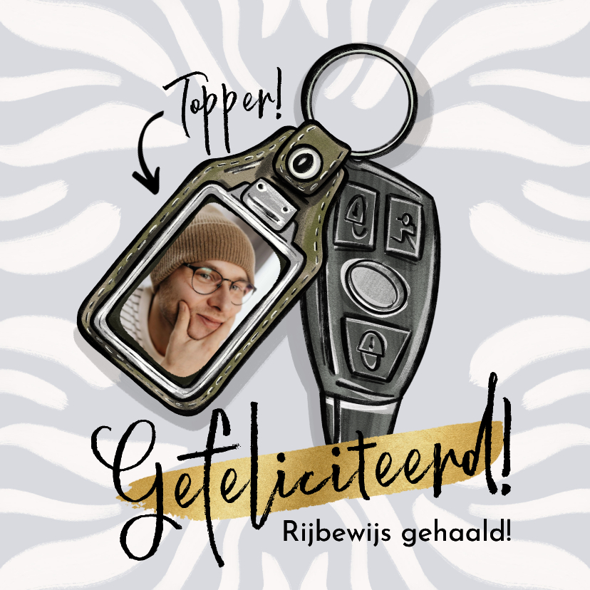 Geslaagd kaarten - Moderne geslaagdkaart rijbewijs gehaald illustratie sleutel