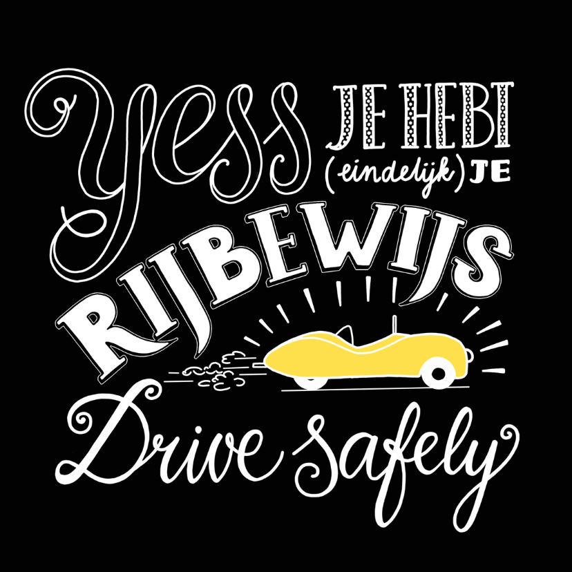 Rijbewijs - auto zwart EM - Geslaagd kaarten Geslaagd kaarten - Rijbewijs - auto zwart EM