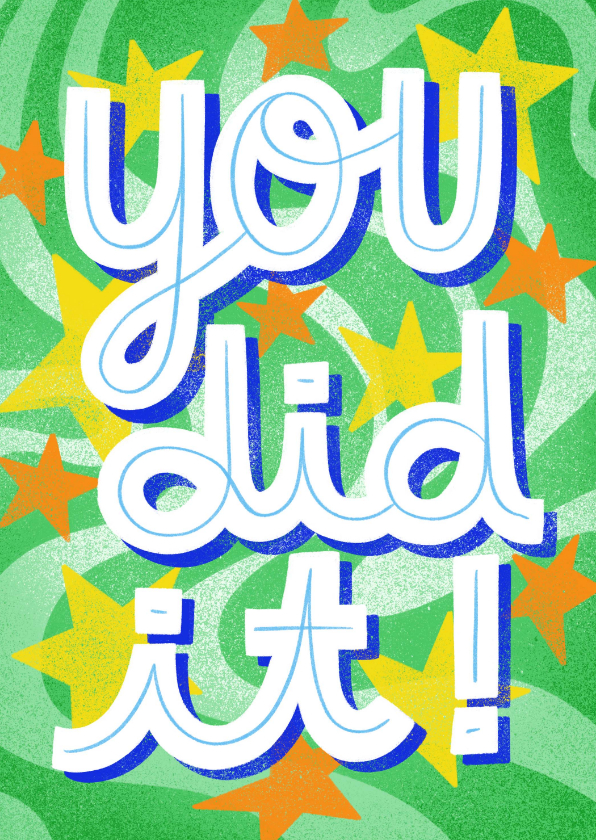 Stoere, hippe geslaagdkaart You did it! met sterren - Geslaagd kaarten Geslaagd kaarten - Stoere, hippe geslaagdkaart You did it! met sterren