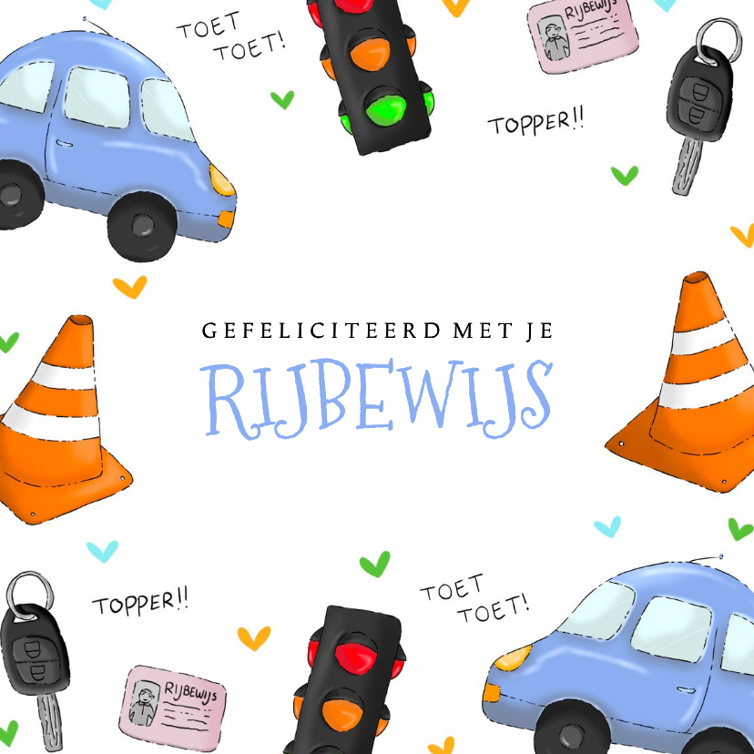 Vrolijke felicitatiekaart voor het behalen van het rijbewijs - Geslaagd kaarten Geslaagd kaarten - Vrolijke felicitatiekaart voor het behalen van het rijbewijs
