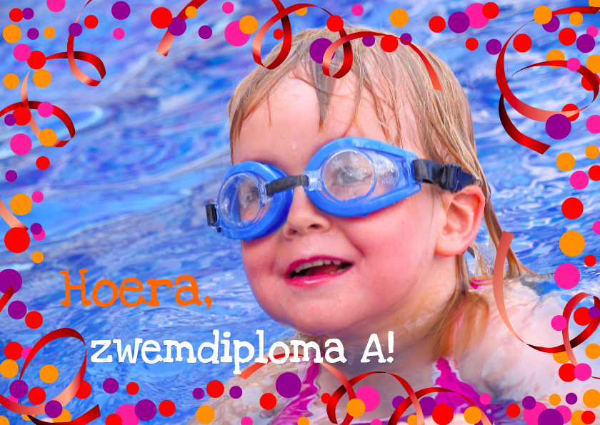 Zwemdiploma Felicitatiekaart Eigen Foto - Geslaagd kaarten Geslaagd kaarten - Zwemdiploma Felicitatiekaart Eigen Foto