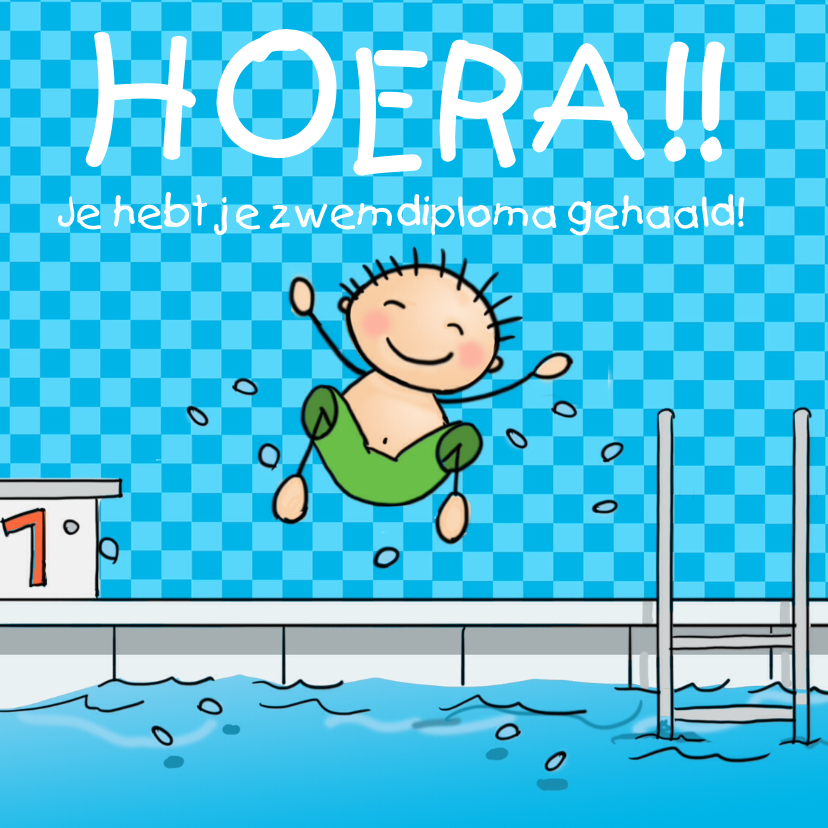 Zwemdiploma Flip en Anke kaart - Geslaagd kaarten Geslaagd kaarten - Zwemdiploma Flip en Anke kaart