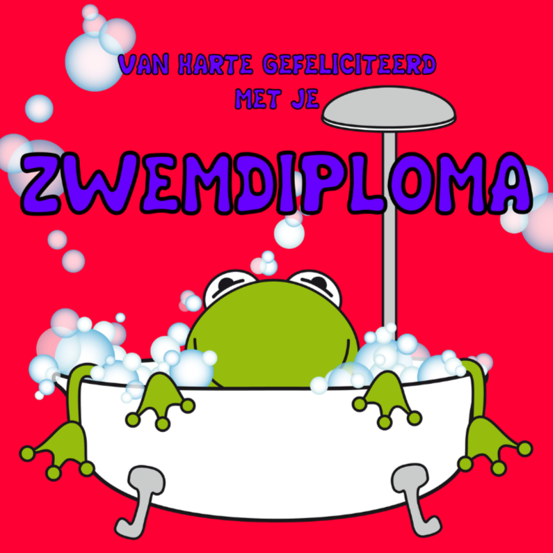 Zwemdiploma met kikkertje voor jongens - Geslaagd kaarten Geslaagd kaarten - Zwemdiploma met kikkertje voor jongens