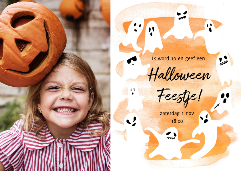 Halloween feest fotokaart met spoken - Halloween kaarten Halloween kaarten - Halloween feest fotokaart met spoken