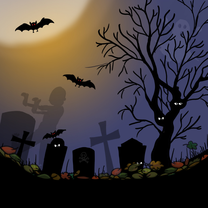 Halloween kerkhof - Halloween kaarten Halloween kaarten - Halloween kerkhof