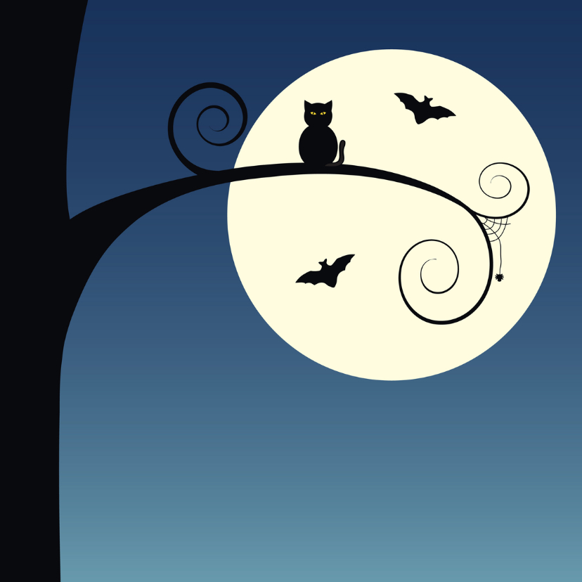 Happy Halloween owl at the moon - Halloween kaarten Halloween kaarten - Happy Halloween owl at the moon