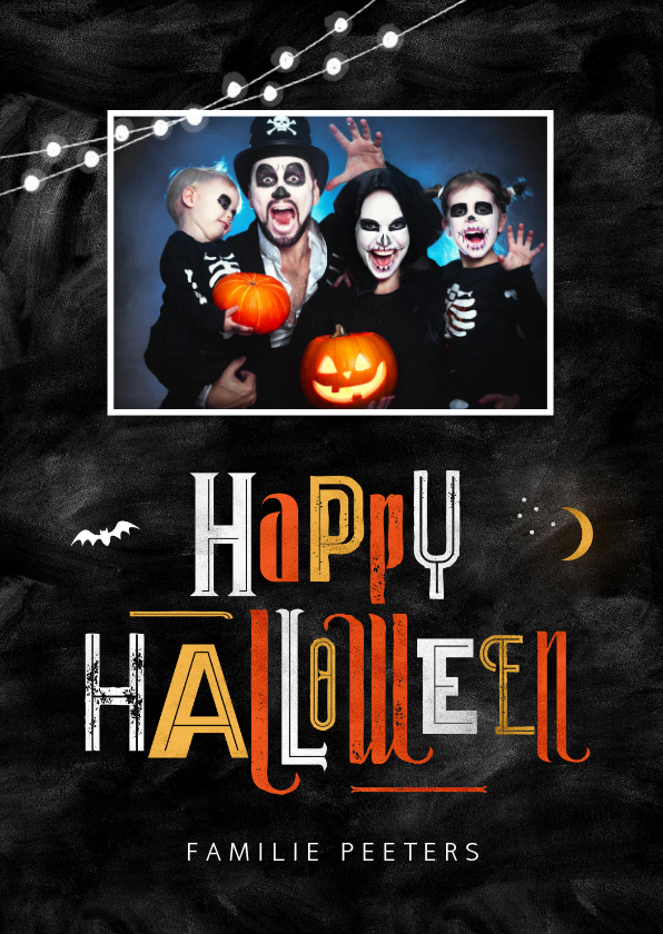 Halloween kaarten - Happy halloween wenskaart foto nacht typografie