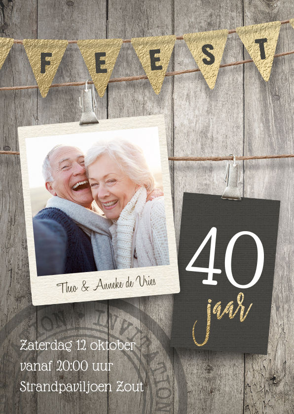 Jubileumkaarten - 40 jaar getrouwd jubileum uitnodiging