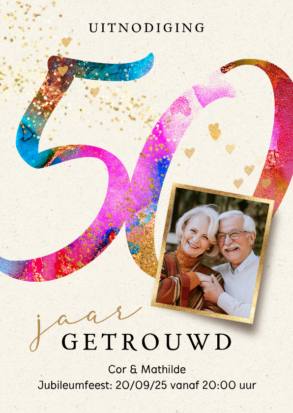 50 Jaar getrouwd uitnodiging jubileum feest verf - Jubileumkaarten Jubileumkaarten - 50 Jaar getrouwd uitnodiging jubileum feest verf