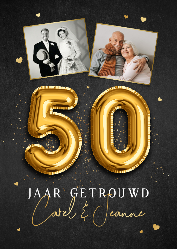 50 jarig jubileumfeest huwelijk gouden ballonnen foto's - Jubileumkaarten Jubileumkaarten - 50 jarig jubileumfeest huwelijk gouden ballonnen foto's