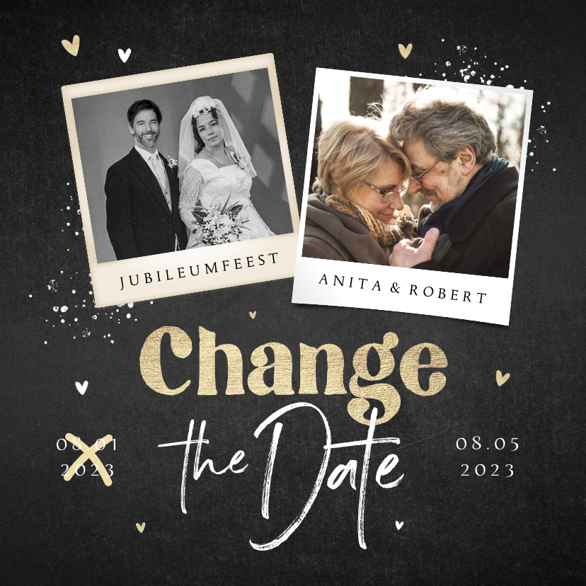 Jubileumkaarten - Change the date jubileumfeest uitnodiging foto's hartjes