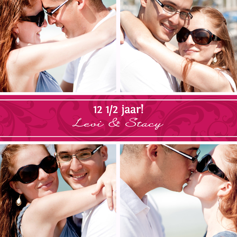 Collage Jubileum 4 foto's - BK - Jubileumkaarten Jubileumkaarten - Collage Jubileum 4 foto's - BK