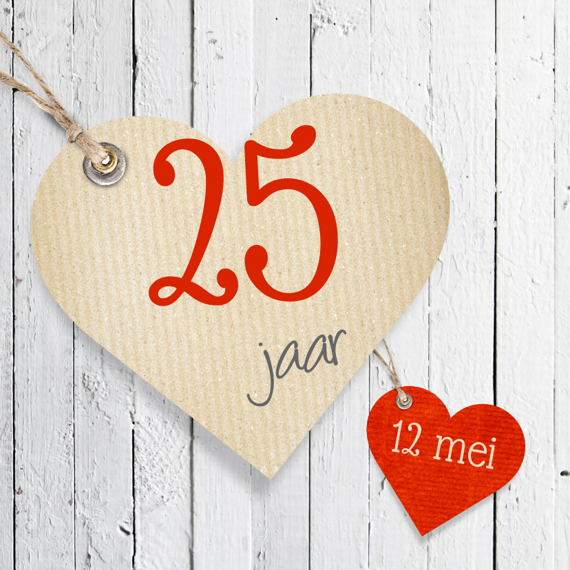 Hart hout karton - Jubileumkaarten Jubileumkaarten - Hart hout karton
