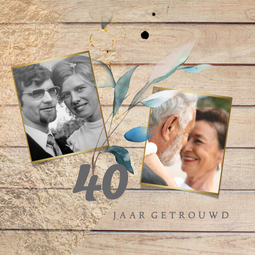 Hippe foto jubileum kaart hout - Jubileumkaarten Jubileumkaarten - Hippe foto jubileum kaart hout
