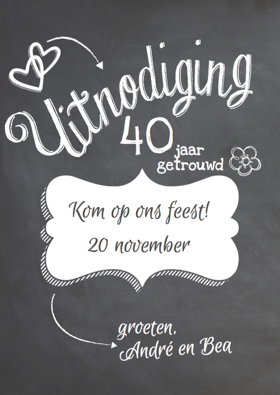 Hippe jubileumkaart krijtbord 25 jaar getrouwd - Jubileumkaarten Jubileumkaarten - Hippe jubileumkaart krijtbord 25 jaar getrouwd