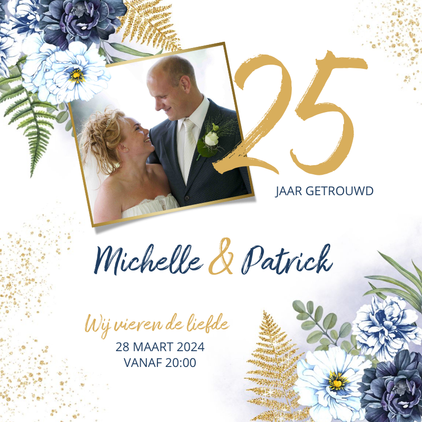 Jubileumkaarten - Huwelijksjubileum blauwe rozen foto