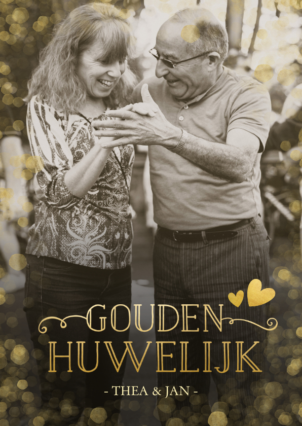 Jubileumkaarten - Huwelijksjubileum uitnodiging gouden huwelijk confetti
