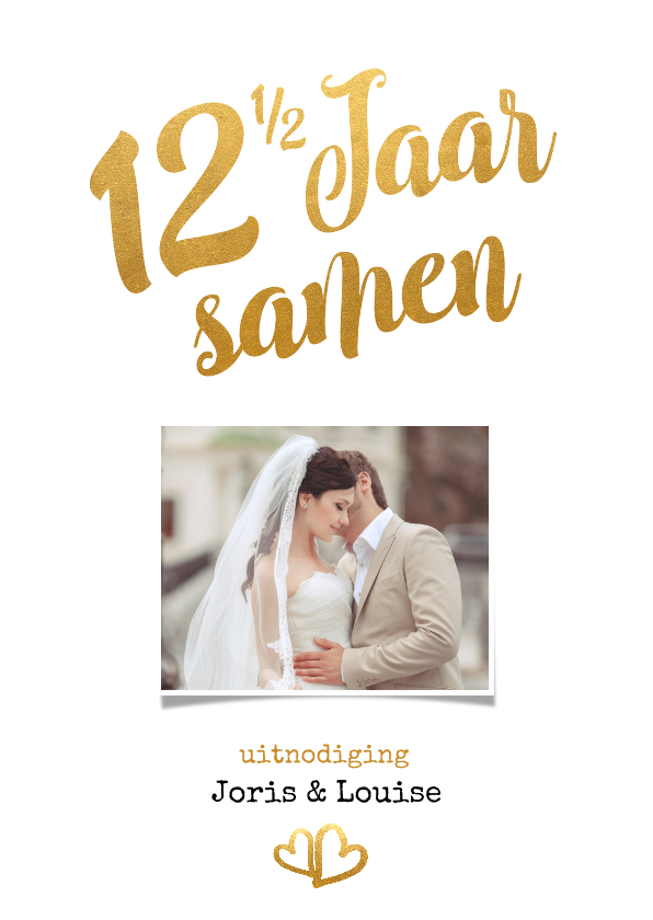 Jubileumkaarten - Jubileum 12 1/2 jaar samen goud - BK