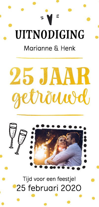 Jubileum - 25 jaar getrouwd langwerpig - Jubileumkaarten Jubileumkaarten - Jubileum - 25 jaar getrouwd langwerpig