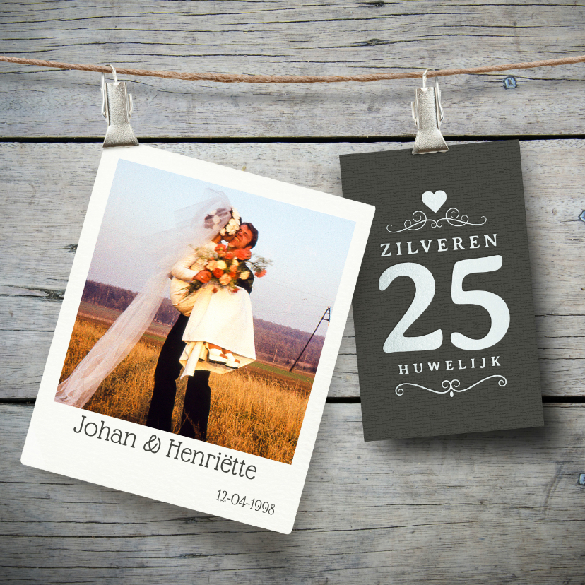 Jubileumkaarten - Jubileum 25 jaar huwelijk hout