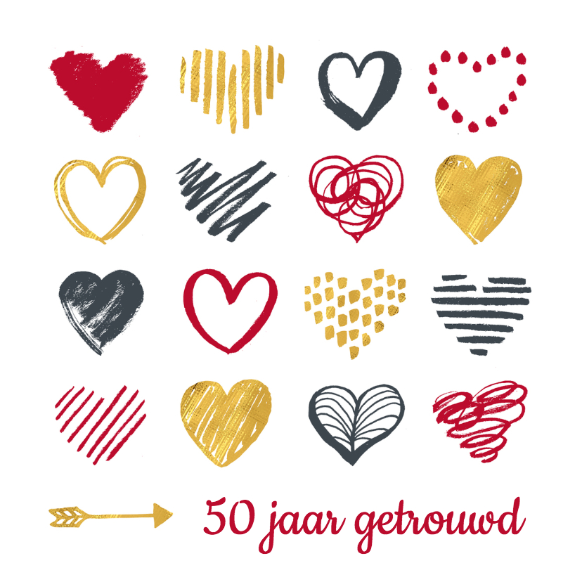 Jubileumkaarten - Jubileum 50 jaar hartjes