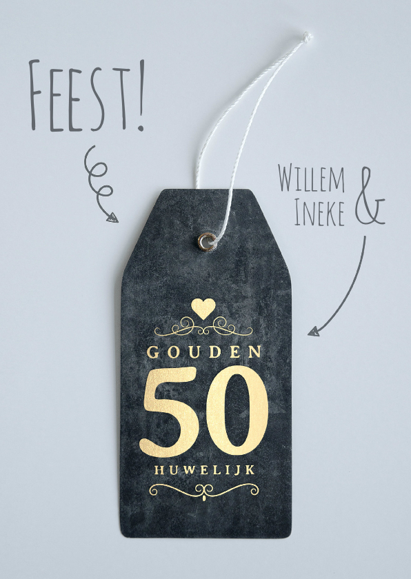Jubileum 50 jaar huwelijk label - Jubileumkaarten Jubileumkaarten - Jubileum 50 jaar huwelijk label