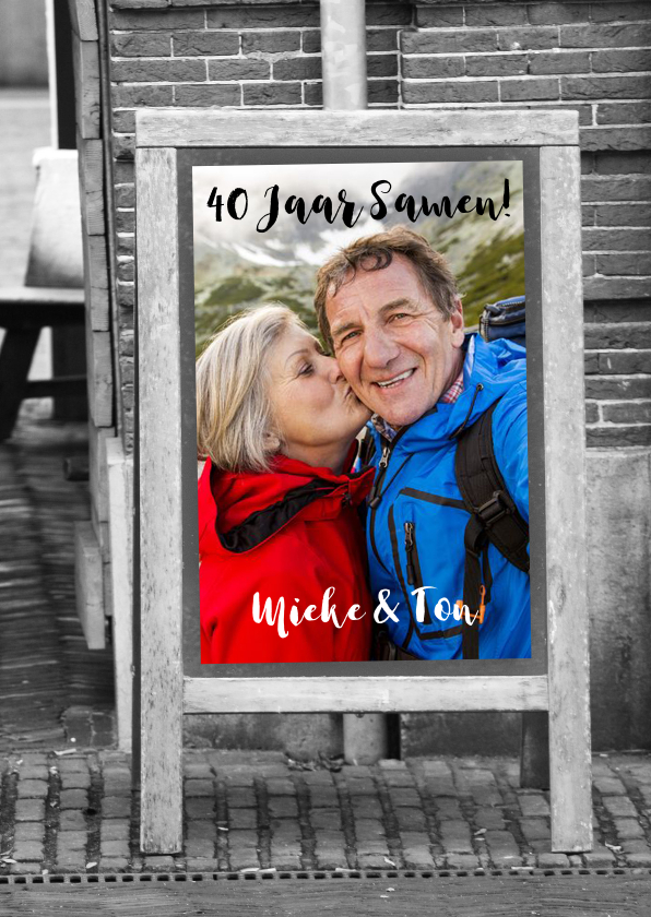 Jubileum bord zelf afmaken 40 - Jubileumkaarten Jubileumkaarten - Jubileum bord zelf afmaken 40