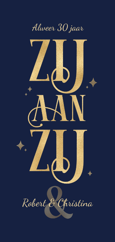 Jubileumkaarten - Jubileum chique typografisch goudlook zij aan zij